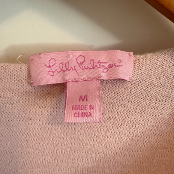 Lilly Pulitzer Pink Ruffle Open Cardigan Sweater size Medium - Picture 2 of 8